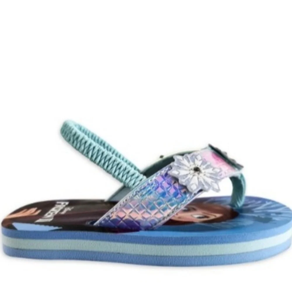 Disney Frozen 2 Shimmer Beach Flip Flop Sandal Girl Thong Size 9-10